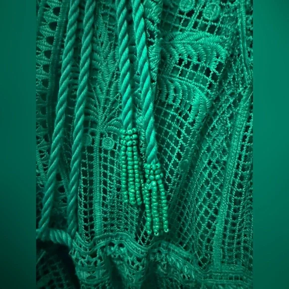 Like New House of Harlow 1960 Dress Morada boa Guipure emerald green lace sz Sm - Picture 3 of 12
